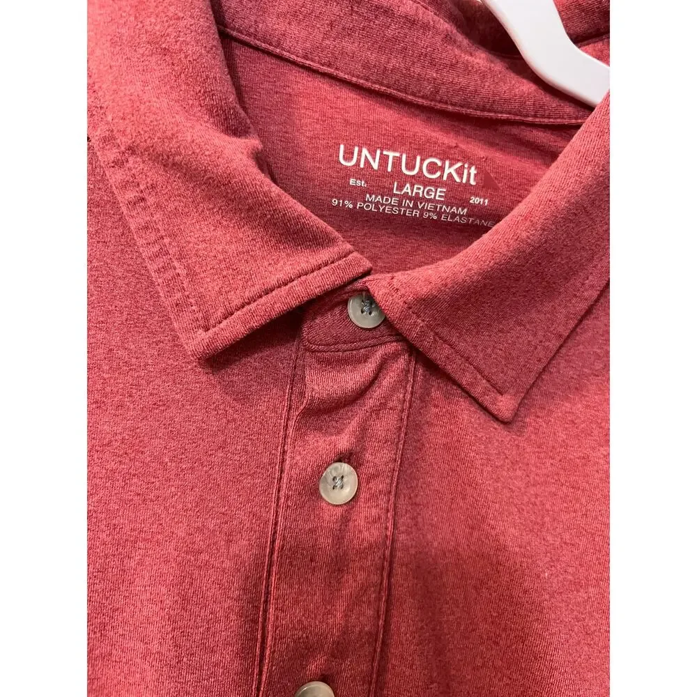 Untuckit Short Sleeve Poly Blend Polo Shirt Men’s L Light Red - Picture 4 of 5